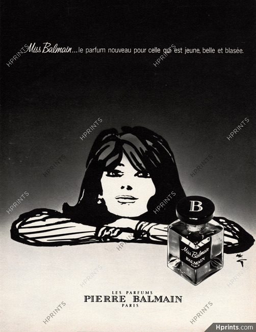 Pierre Balmain (Perfumes) 1969 Miss Balmain, René Gruau (L)