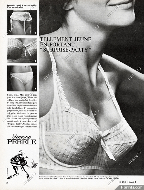 Simone Pérèle 1968 "Surprise-Party" Bra, Garters, Panties