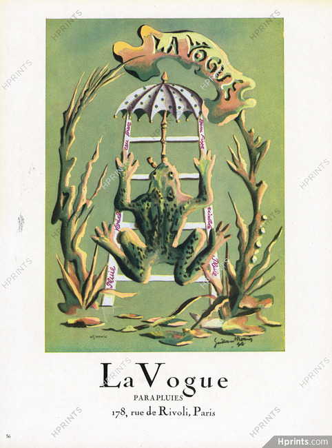 La Vogue (Umbrellas) 1946 Grenouille, Parapluie