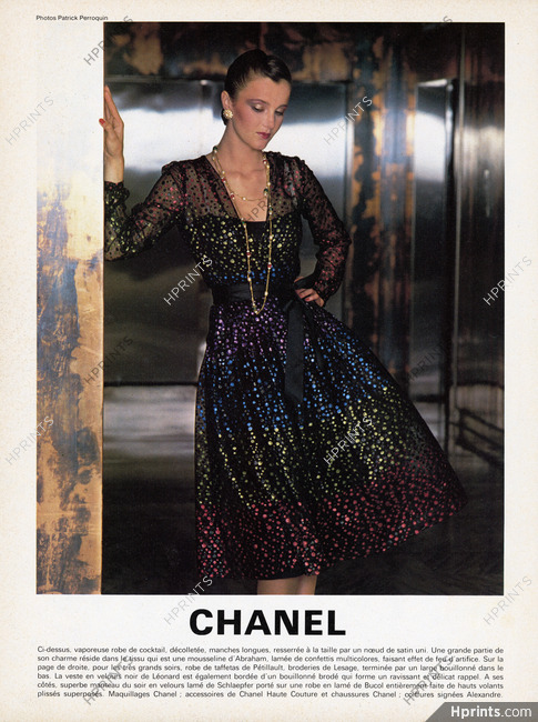Chanel 1979 Robe Cocktail Mousseline Abraham, Photo Perroquin