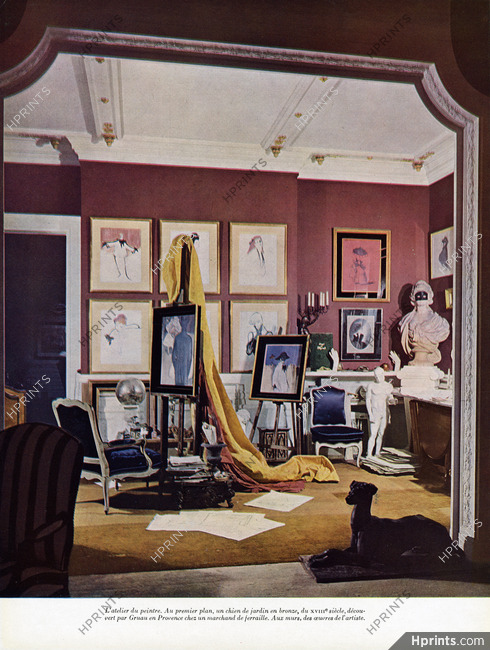 Chez Gruau à Paris, 1951 - L'Atelier du peintre René Gruau
