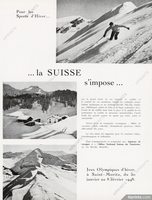 La Suisse (Switzerland) 1947 Jeux Olympiques d'hiver à Saint-Moritz, Ski
