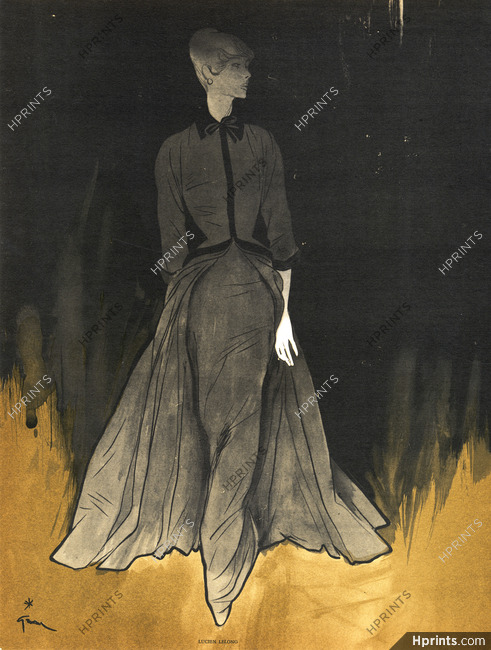 Lucien Lelong 1947 Evening Gown, René Gruau