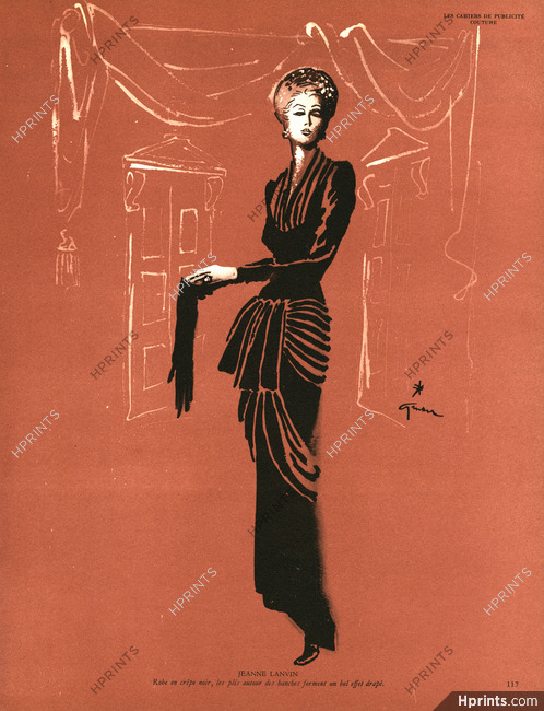 Jeanne Lanvin 1945 Evening Gown René Gruau