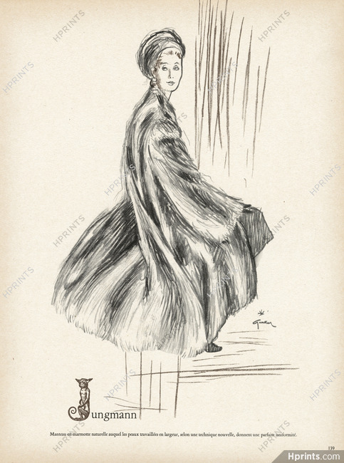 René Gruau 1946 Jungmann Fur Coat