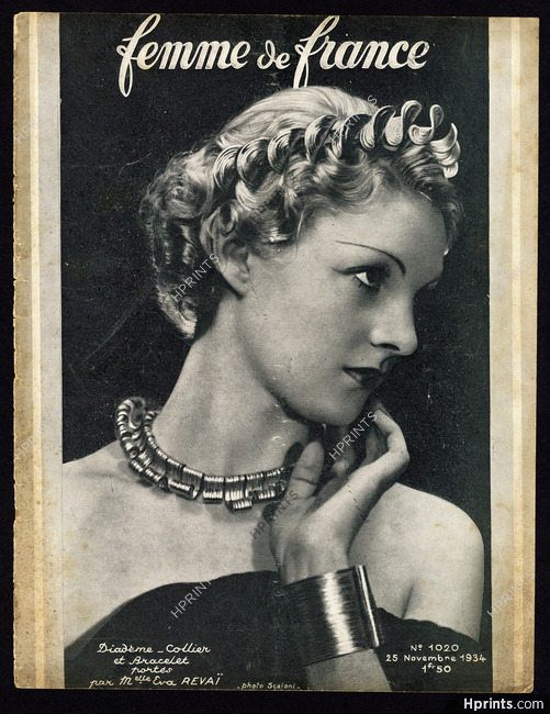 Mlle Eva Revaï 1934 Diadème-Collier et Bracelet, Photo Scaioni, Femme de France Cover