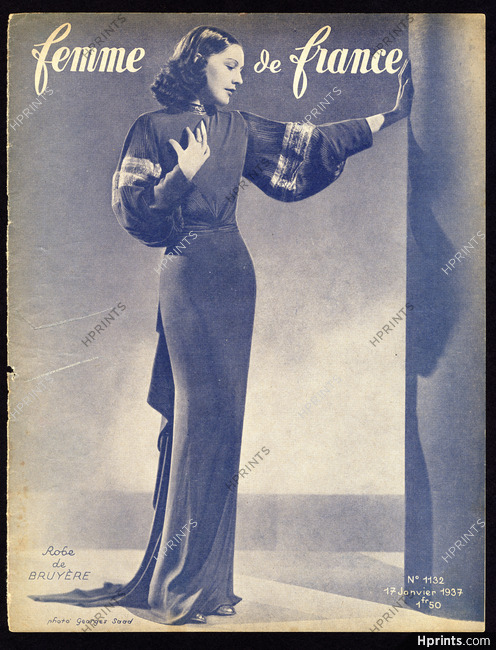 Bruyère (Couture) 1937 Photo Georges Saad, Femme de France Cover