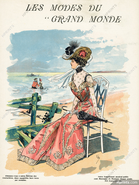 Les Modes Belle Époque 1900 Beachwear, Fashion Illustration