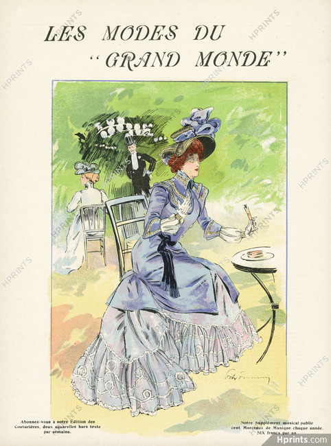 Les Modes du Grand Monde 1900 Belle Époque, Terrasse, Félix Fournery Fashion Illustration