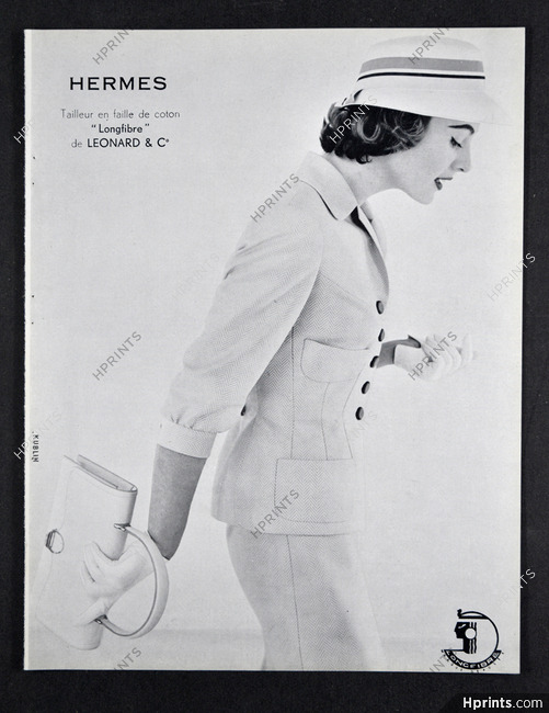 Carré Hermès Vintage 'Paris Modiste' - 1ère Version 1956 - Soie - Bleu Ciel Et Blanc - Occasion
