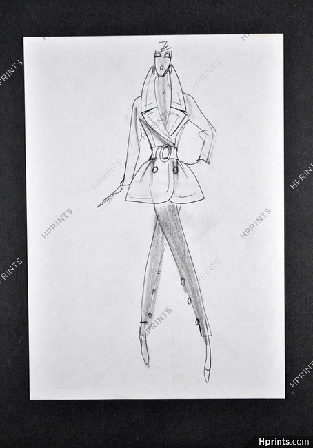 Robert Nelissen 1980 Original Fashion Drawing