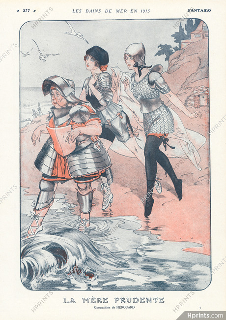 Hérouard 1915 The Careful Mother, Bathing in Armour