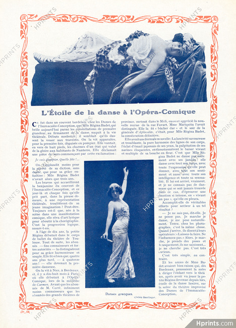 Régina Badet 1907 Opéra-Comique, Danses grecques, Photo Reutlinger