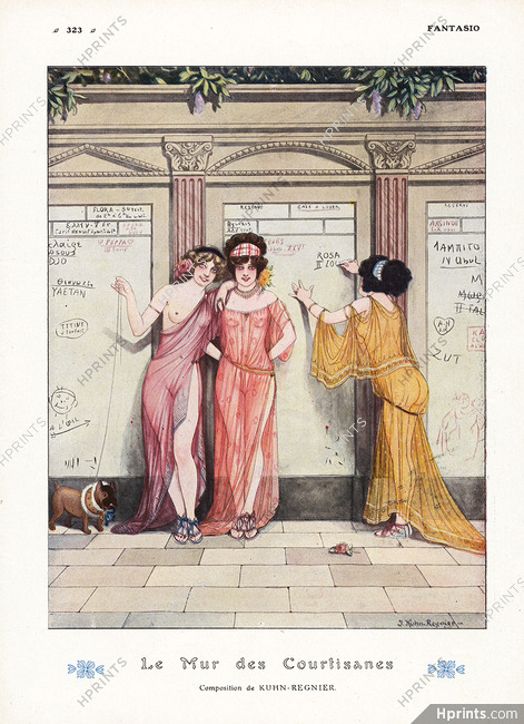 Le Mur des Courtisanes, 1911 - Kuhn-Régnier Greek Antiquity, French Bulldog