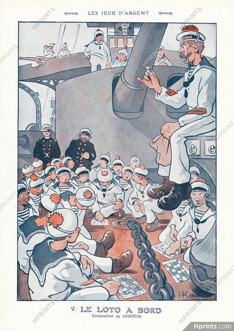 Gervèse 1912 ''Le Loto à Bord'' Bingo Boat Sailors