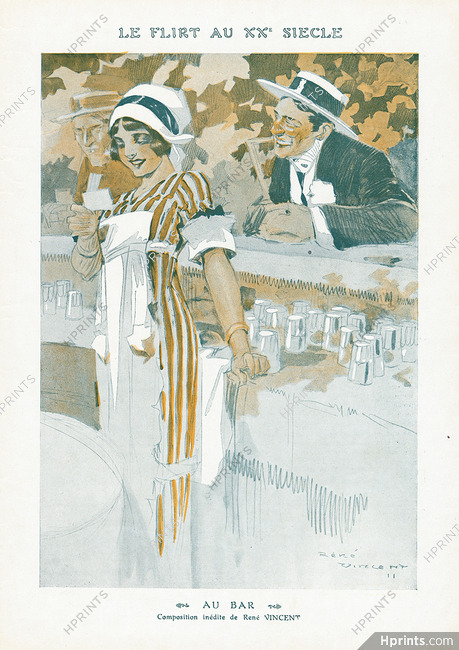 René Vincent 1911 ''Au Bar'' Le Flirt au XXe siècle, Barman