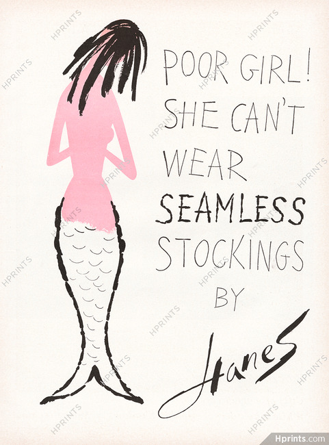 Hanes 1955 Mermaid, Bobri, Poor girl ! She can't wear Seamless Stockings