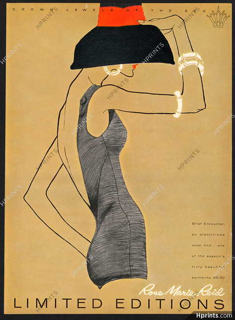 Rose Marie Reid (Swimwear) 1957 Fashion Illustration