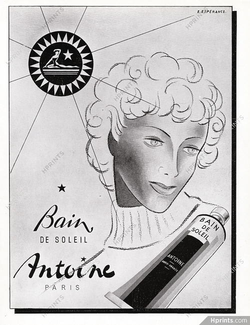 Antoine (Skin care) 1949 Bain de Soleil, E Espérance