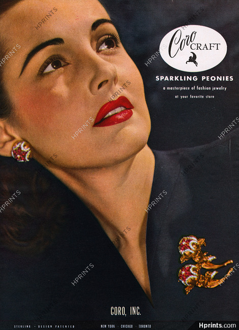 Coro Craft (Jewels) 1944 Sparkling Peonies