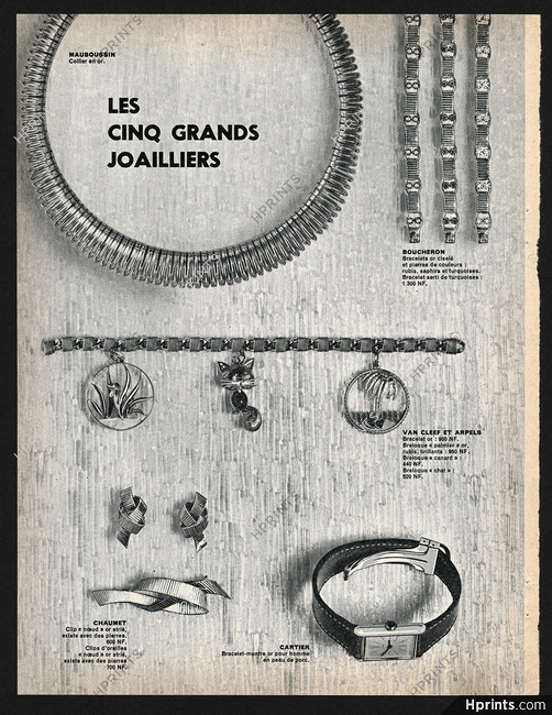 Les Cinq Grands Joailliers 1961 Mauboussin, Boucheron, Chaumet, Van Cleef & Arpels, Cartier