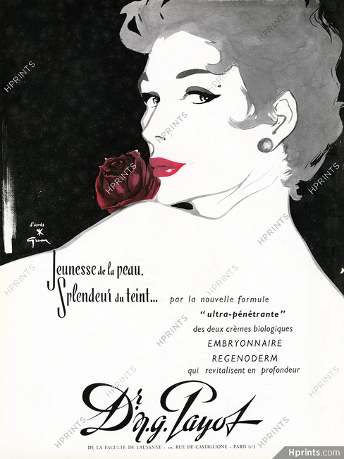 Payot (Cosmetics) 1954 Lipstick René Gruau, Rose