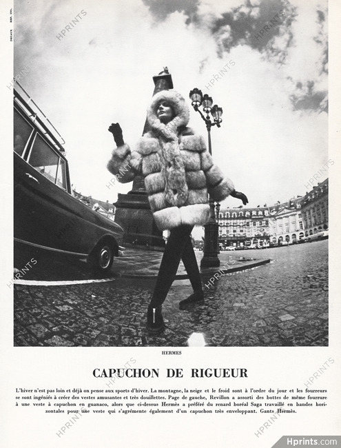 Hermès (Fur coat) 1963 Capuchon, Photo Jacques Decaux