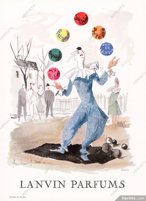 Lanvin (Perfumes) 1956 Guillaume Gillet, Clown Circus Juggler