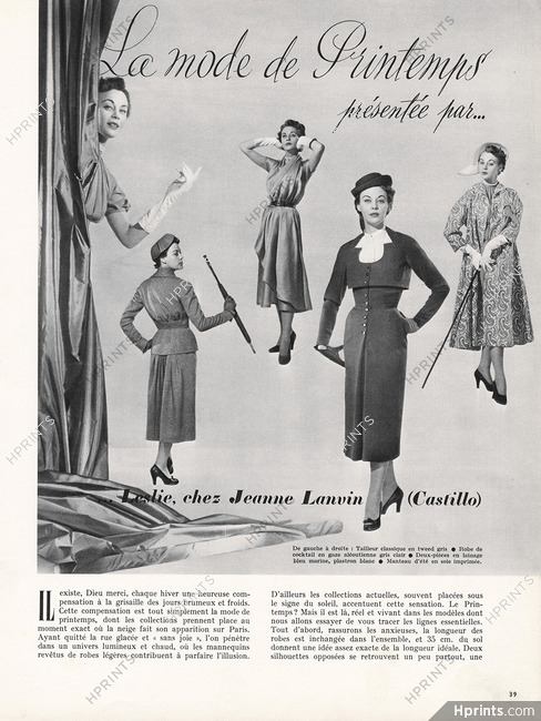 Chez Jeanne Lanvin Castillo 1952 La Mode de Printemps présentée par... Leslie, Fashion Model