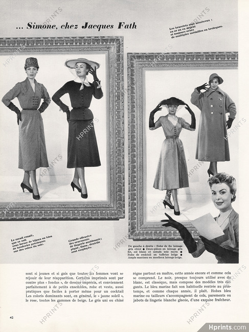 Chez Jacques Fath 1952 La Mode de Printemps présentée par... Simone, Fashion Model
