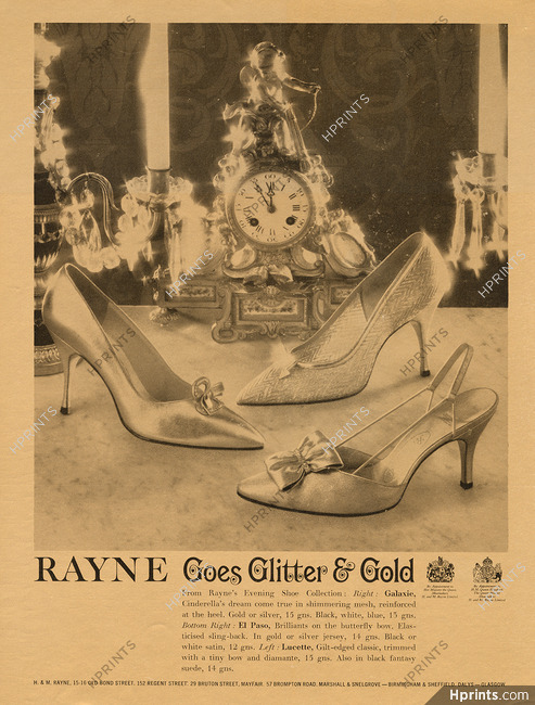 H.& M. Rayne 1965 Goes Glitter & Gold, Gold ink