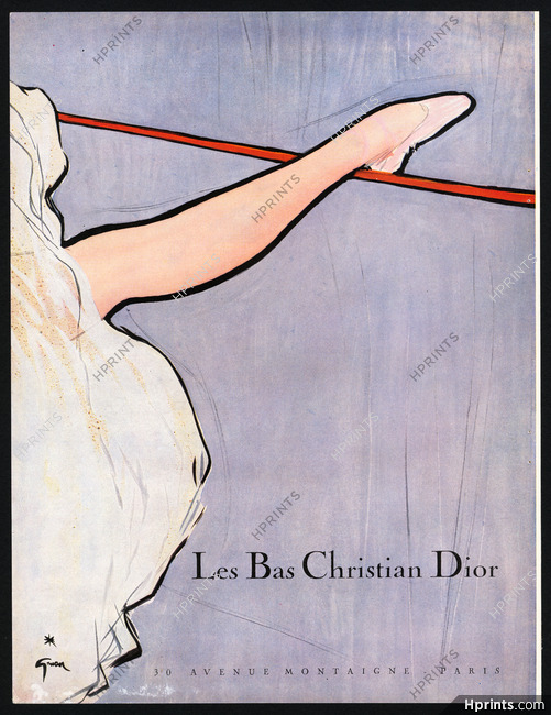 Christian Dior (Stockings) 1951 René Gruau, Ballerina