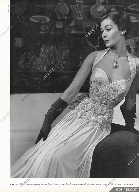Carven 1952 Evening Gown, Embroidery Marcel Durand