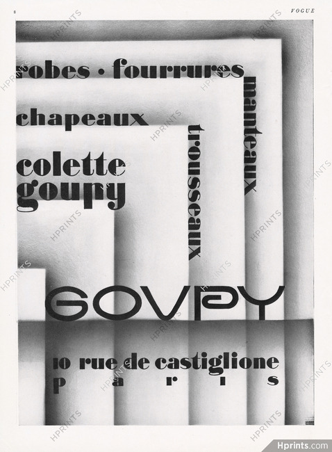 Goupy 1927 Colette Goupy, 10 rue de Castiglione