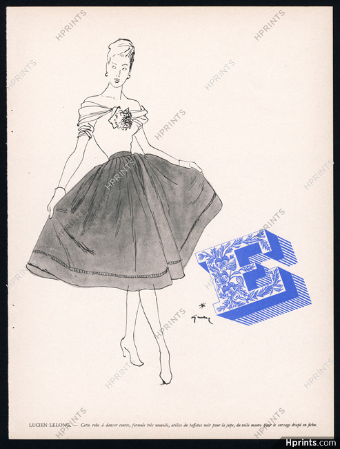René Gruau 1946 Lucien Lelong, dance dress