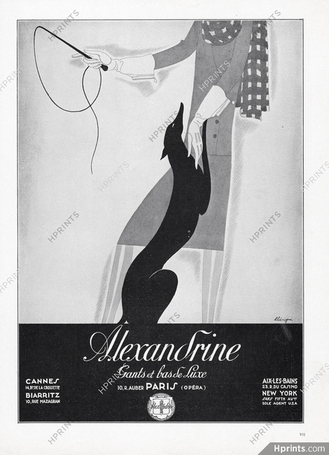 Alexandrine (Gloves) 1926 Léon Bénigni, Greyhound, Whip