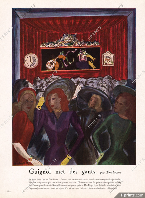 Guignol met des gants, 1946 - Touchagues, Hermès (Gloves), Annie Beaumel & Douking