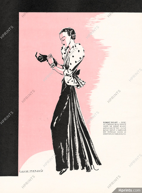 Robert Piguet 1936 Claude Marquis, Fashion Illustration