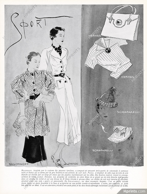 Nagornoff, Jean Patou 1935 Sport Hermès, Schiaparelli Hats, Karsavina (M.K.S)