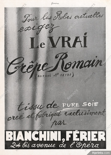 Bianchini Férier 1931 Crêpe Romain
