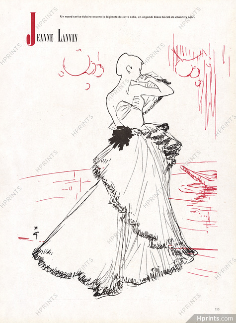 Jeanne Lanvin 1948 Evening Gown René Gruau