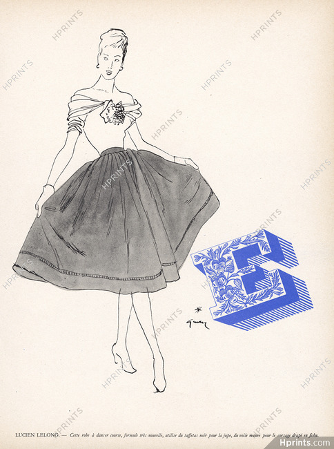 René Gruau 1946 Lucien Lelong, dance dress