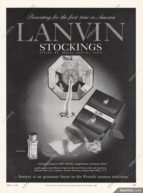 Lanvin (Hosiery, Stockings) 1952 First time in America, Arpège