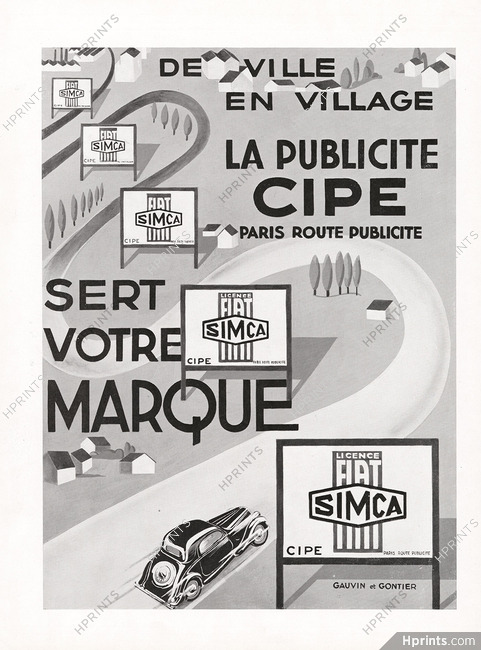 La Publicité CIPE 1936 Simca Fiat