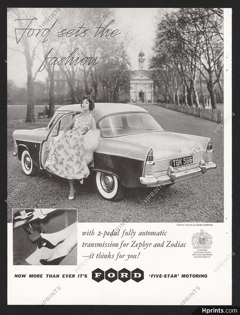 Ford (Cars) 1957 Zodiac, Ford sets the fashion, Digby Morton