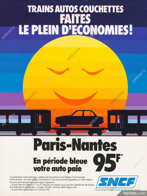 SNCF (Trains) 1981 Trains Autos Couchettes Paris-Nantes