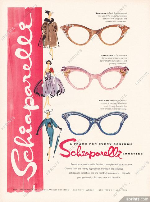 Schiaparelli Lunettes 1957 Glasses
