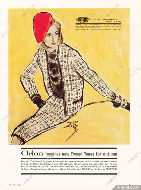 Orlon 1962 Tod Draz Fashion Illustration, Suit at Huppert