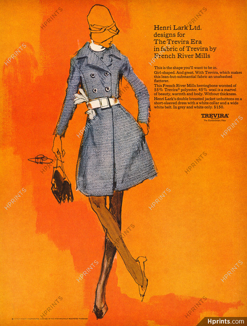 Trevira (Fabric) 1968 Henri Lark, Fashion Illustration