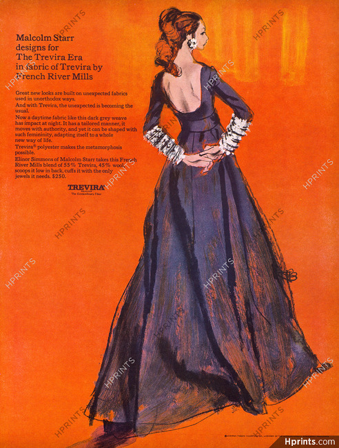 Trevira (Fabric) 1968 Malcolm Starr, Fashion Illustration